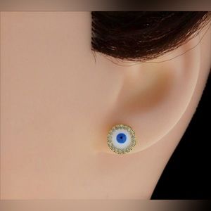 Eye See You Evil Eye Sparkle Studs CZ gold filled